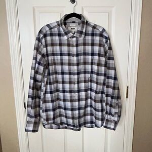 Joseph Abboud Brown & Blue Plaid Non-Iron Cotton Shirt